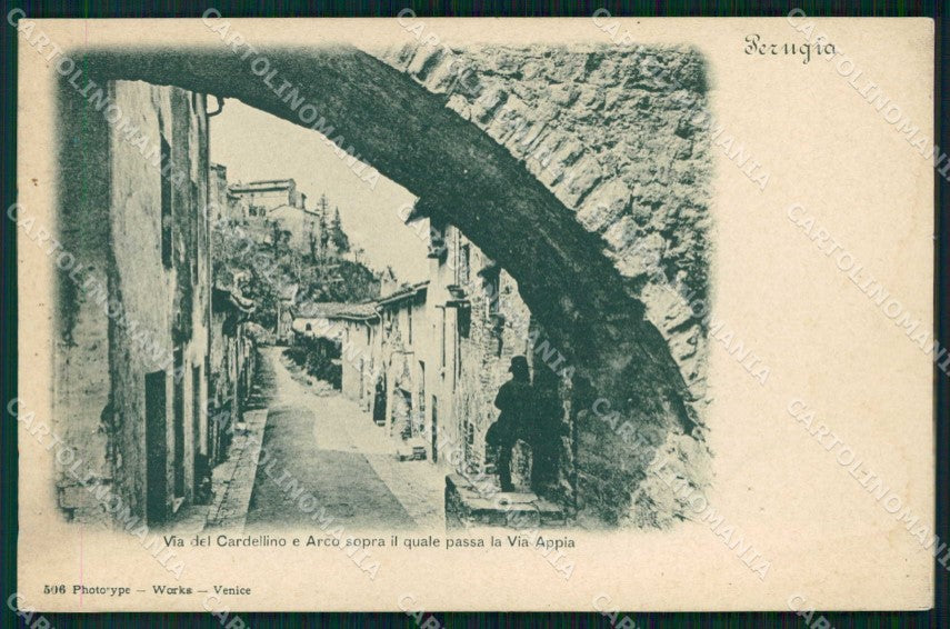 Perugia Città Via del Cardellino Arco cartolina RB9851 – fronte