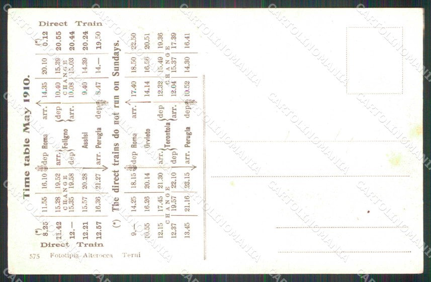 Perugia Città Grand Hotel Brufani Alterocca 575 cartolina RB9866 – retro