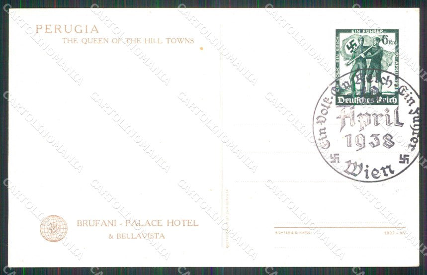 Perugia Città Grand Hotel Brufani Bellavista cartolina RB9868 – retro