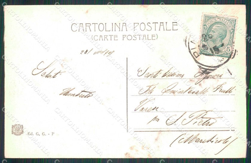 Piacenza Città Palazzo Gotico Carrozza con Cavalli cartolina RB9892 – retro