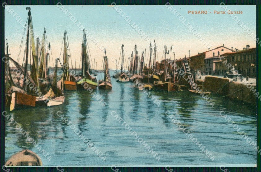 Pesaro Città Porta Canale Barche cartolina RB9918 – fronte