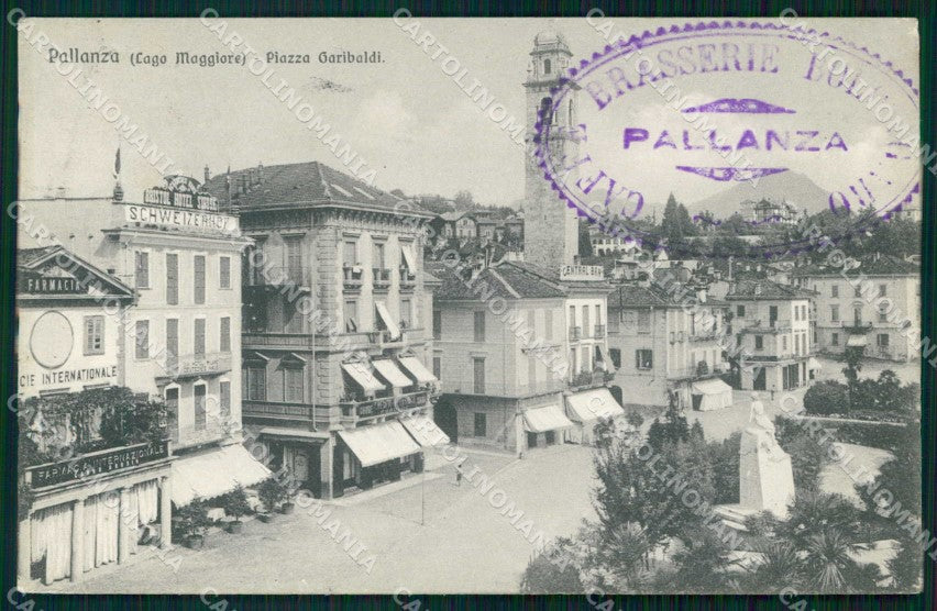 Verbania Pallanza Lago Maggiore Piazza Garibaldi Brunner cartolina RB9942 – fronte