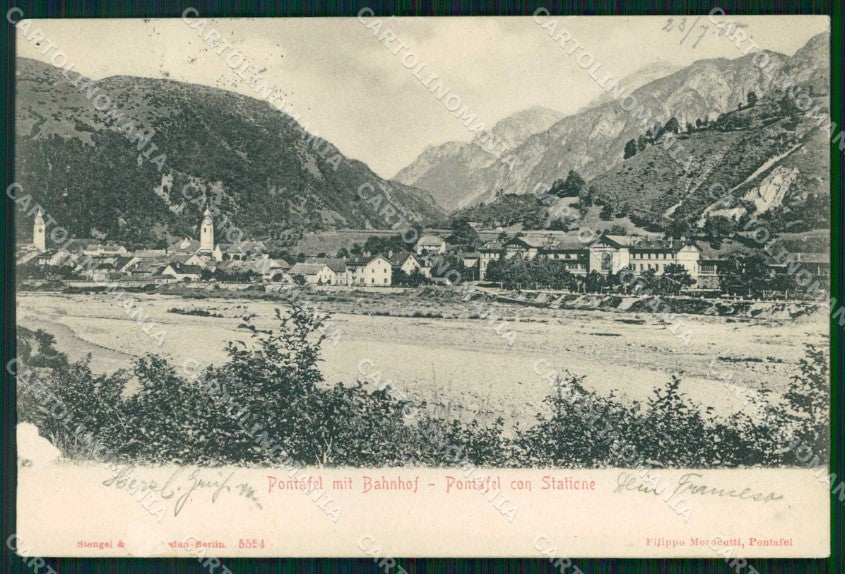Udine Pontebba Veduta con Stazione Stengel 5594 ABRASA cartolina RT0002 – fronte
