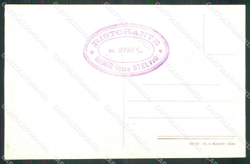 Sondrio Bormio Hotel Passo dello Stelvio cartolina RT0032 – retro
