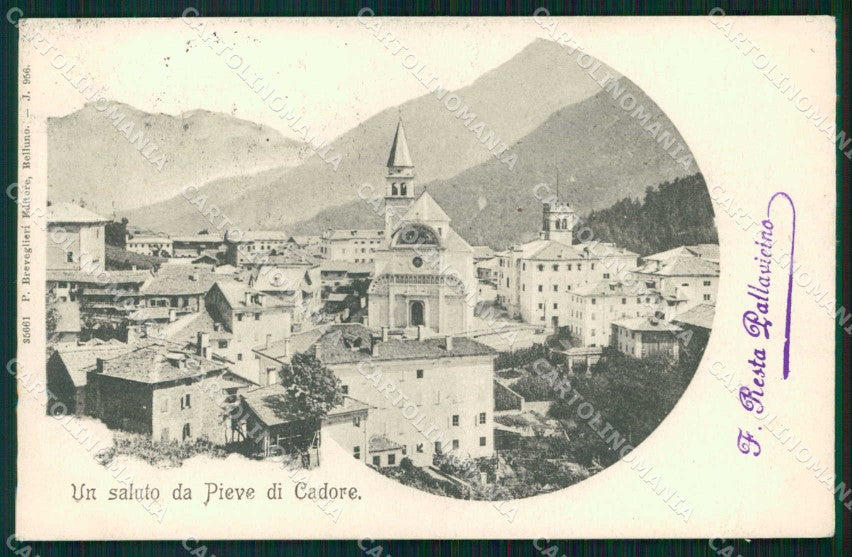 Belluno Pieve di Cadore Saluto da Breveglieri cartolina RT0054 – fronte