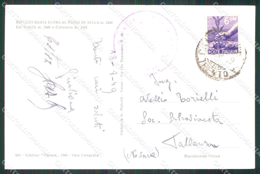 Bolzano Selva di Val Gardena Rifugio Maria Flora Foto cartolina RT0068 – retro