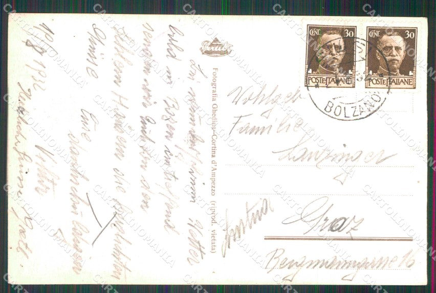 Bolzano Selva di Val Gardena Rifugio Flora Passo Sella Foto cartolina RT0070 – retro