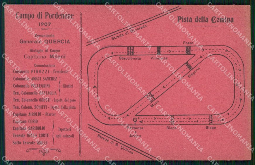 Pordenone Città Campo di Cavalleria Militare Pista della Comina cartolina RT0081 – fronte