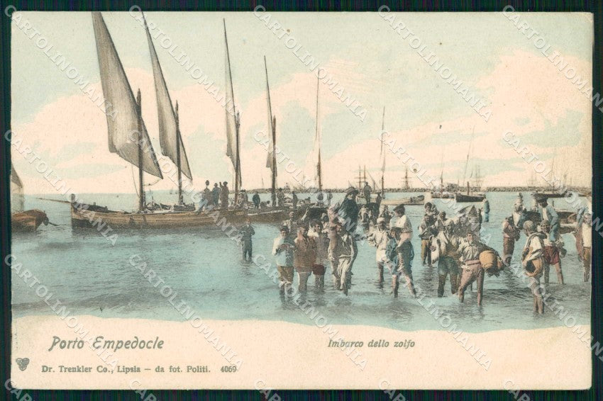 Agrigento Porto Empedocle Imbarco Zolfo Trenkler 4069 UMIDO cartolina RT0158 – fronte