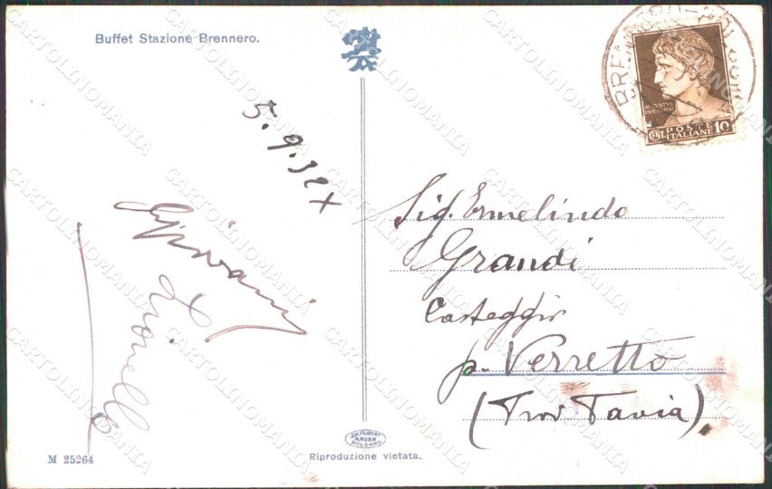 Bolzano Brennero Confine sul Passo del Brennero cartolina RT0196 – retro