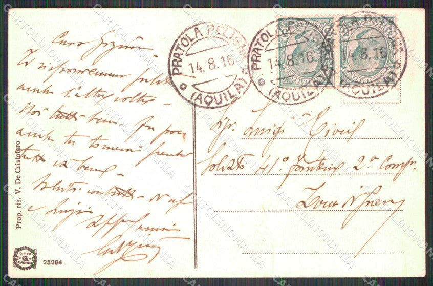 L'Aquila Pratola Peligna cartolina RT0231 – retro
