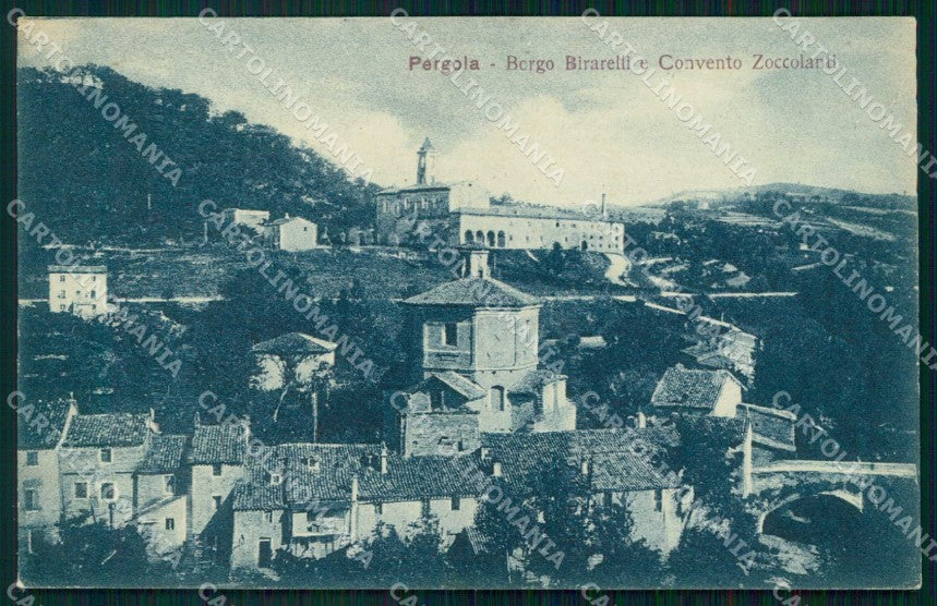 Pesaro Pergola Borgo Birarelli Convento Zoccolanti PIEGHINA cartolina RT0238 – fronte