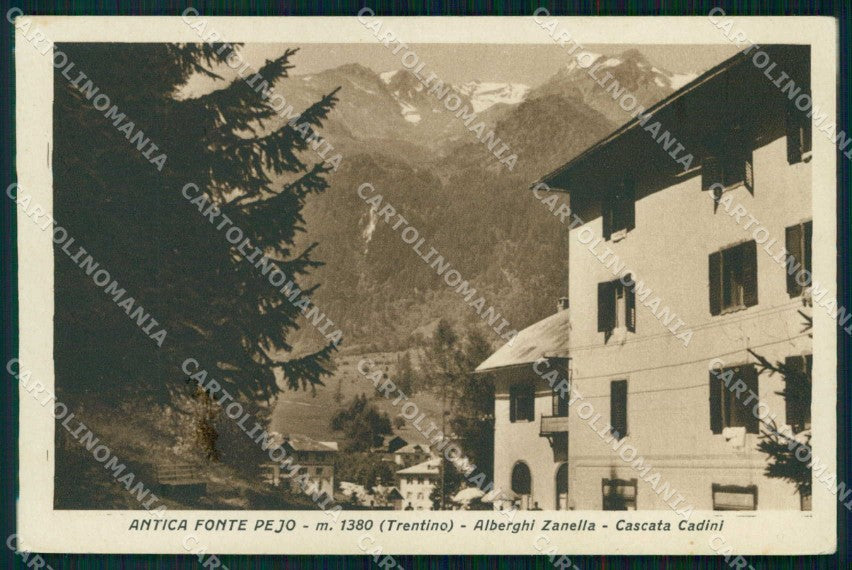 Trento Pejo Alberghi Zanella Cascata Cadini cartolina RT0247 – fronte