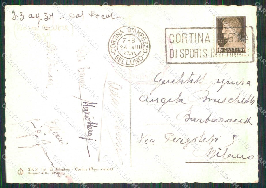 Belluno Cortina d'Ampezzo Pocol FG Brunner Foto cartolina RT0314 – retro