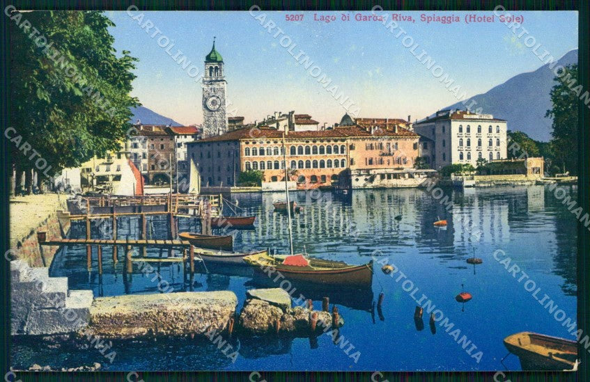 Trento Riva del Garda Hotel Sole Spiaggia Barche cartolina RT0318 – fronte