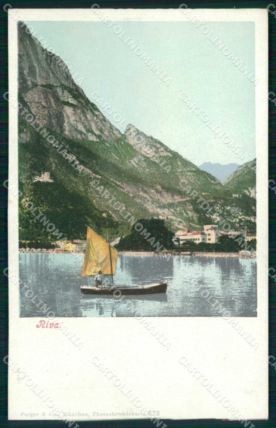 Trento Riva del Garda Lago con Barca cartolina RT0332 – fronte