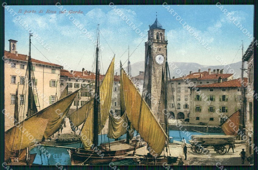 Trento Riva del Garda Porto con Barche cartolina RT0333 – fronte