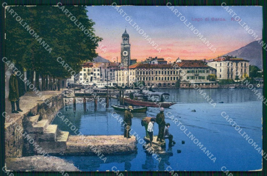 Trento Riva del Garda Lago con Barche Tramonto cartolina RT0347 – fronte
