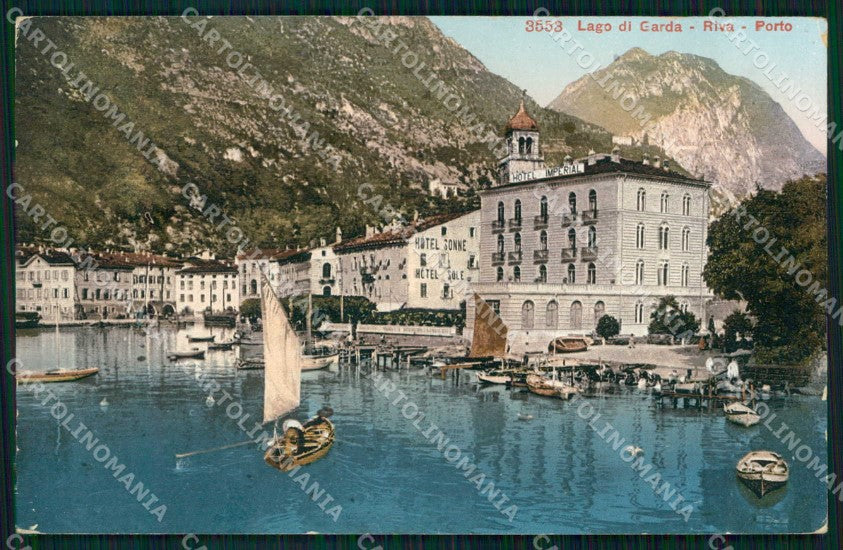 Trento Riva del Garda Porto con Barche Hotel Sole cartolina RT0360 – fronte
