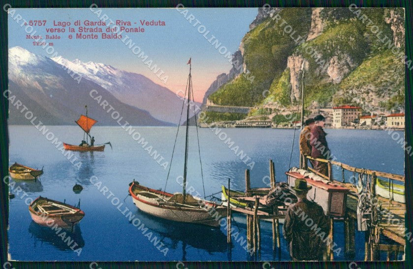 Trento Riva del Garda Lago con Barche Monte Baldo cartolina RT0370 – fronte