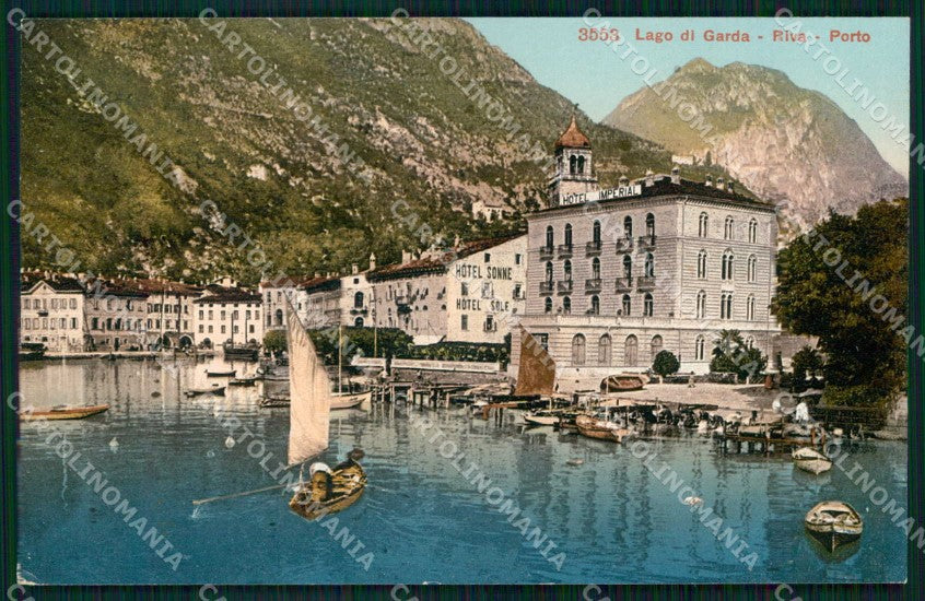 Trento Riva del Garda Porto con Barche Hotel Sole cartolina RT0379 – fronte