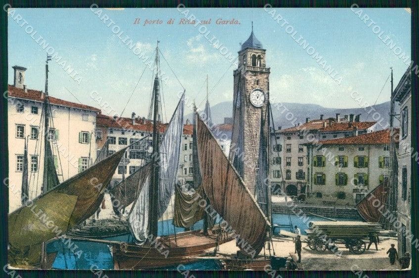 Trento Riva del Garda Porto con Barche cartolina RT0381 – fronte