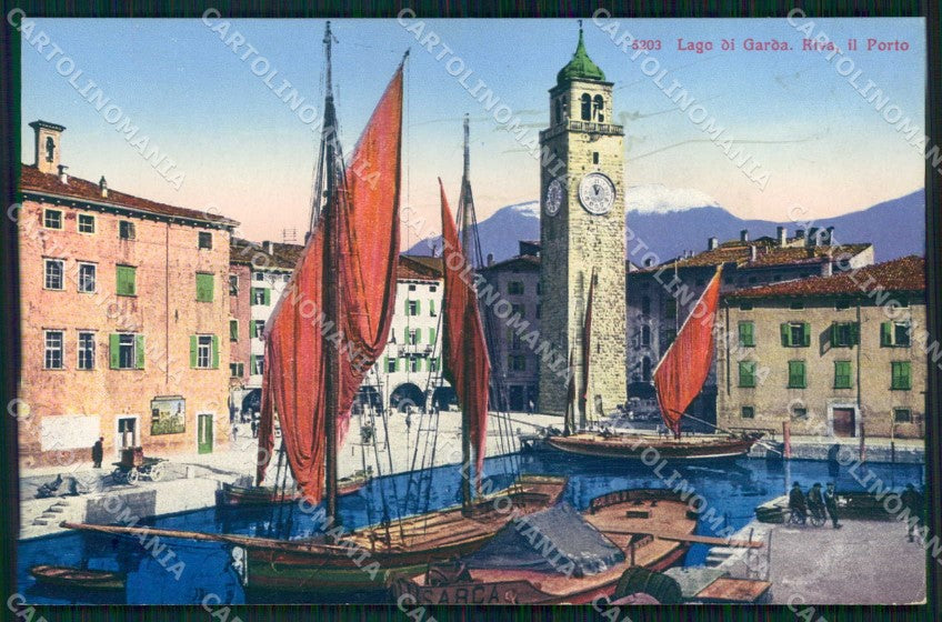 Trento Riva del Garda Porto con Barche cartolina RT0382 – fronte