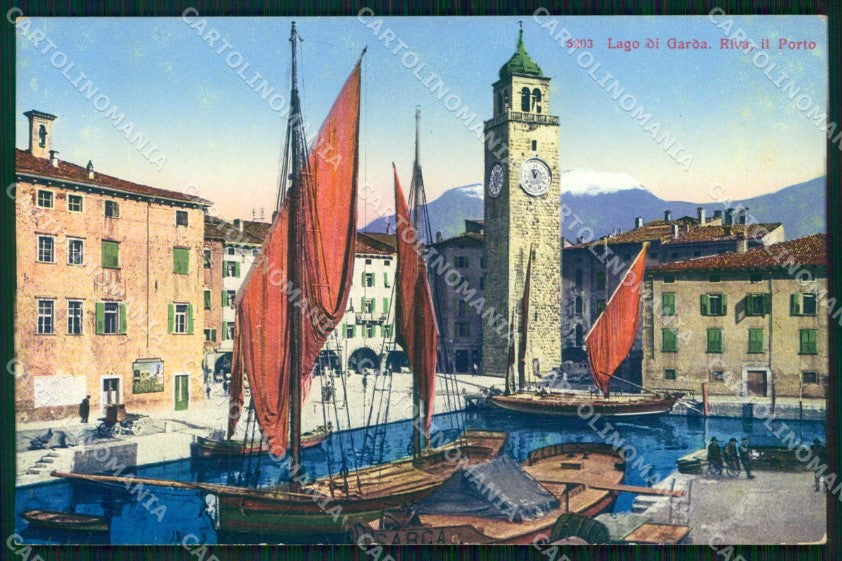 Trento Riva del Garda Porto con Barche cartolina RT0383 – fronte