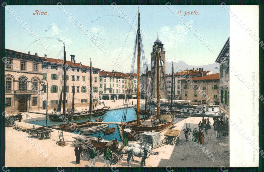 Trento Riva del Garda Porto con Barche cartolina RT0393 – fronte