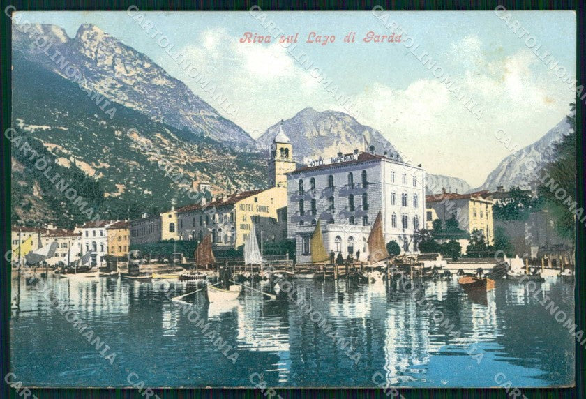 Trento Riva del Garda Lago con Barche Hotel Sole cartolina RT0402 – fronte