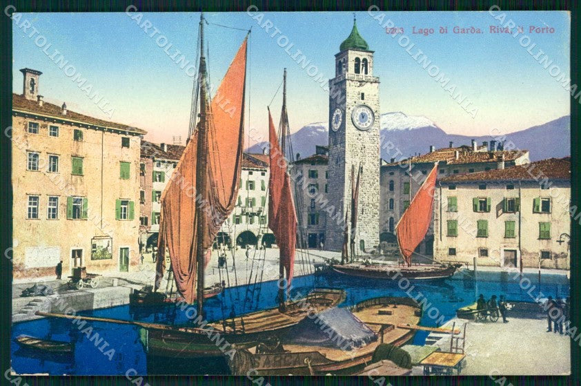 Trento Riva del Garda Porto con Barche cartolina RT0413 – fronte