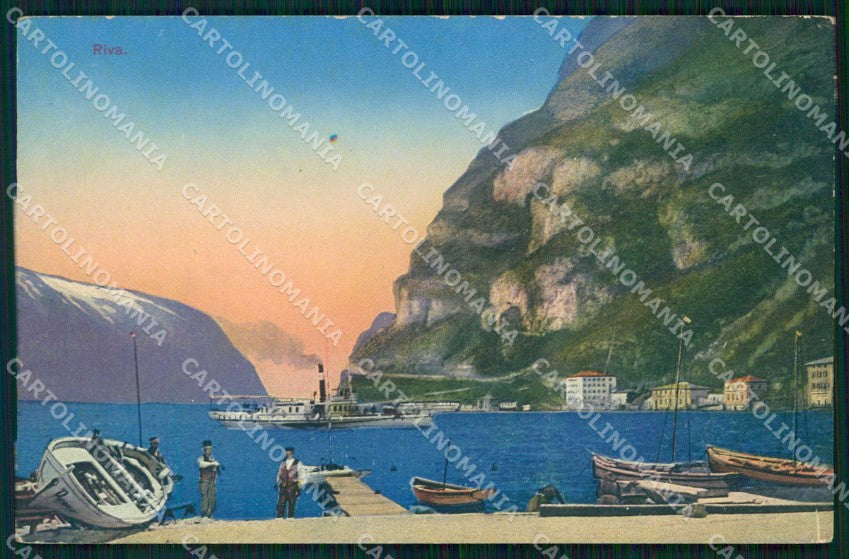 Trento Riva del Garda Lago con Barche Piroscafo cartolina RT0433 – fronte