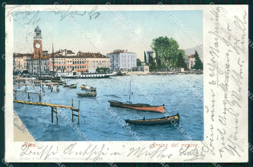 Trento Riva del Garda Arrivo del Vapore Barche cartolina RT0434 – fronte