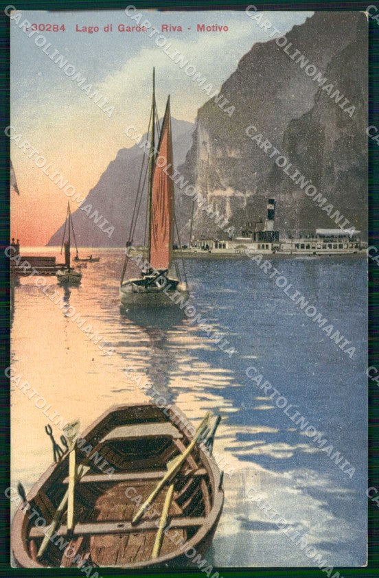 Trento Riva del Garda Motivo del Porto Piroscafo cartolina RT0436 – fronte