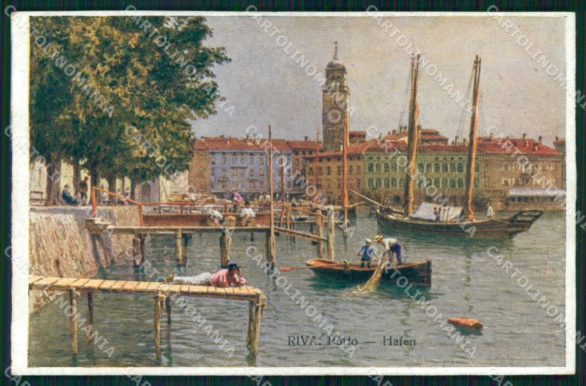 Trento Riva del Garda Porto con Barche cartolina RT0443 – fronte