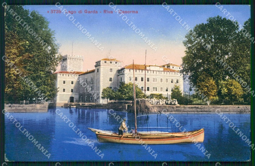 Trento Riva del Garda Lago con Barca Caserma cartolina RT0444 – fronte