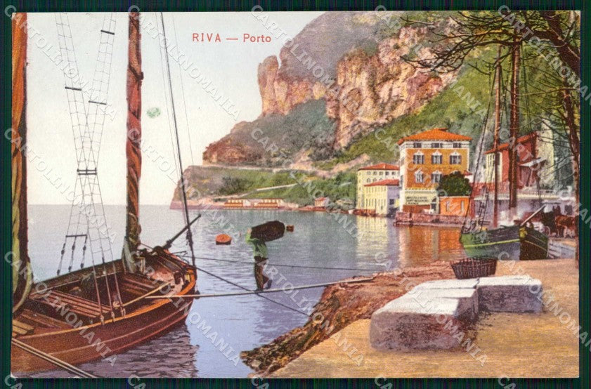 Trento Riva del Garda Porto con Barche cartolina RT0448 – fronte