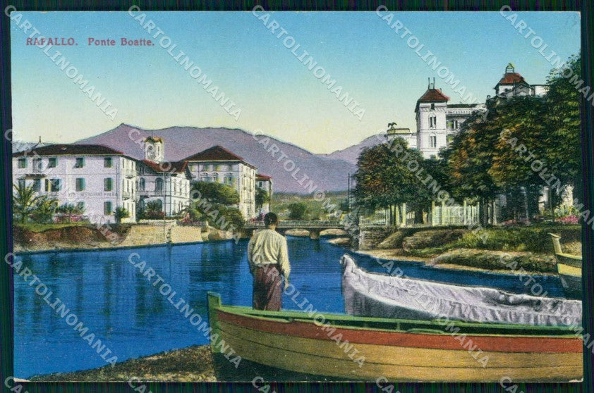 Genova Rapallo Ponte Boatte Barche Finzi 4252 cartolina RT0494 – fronte