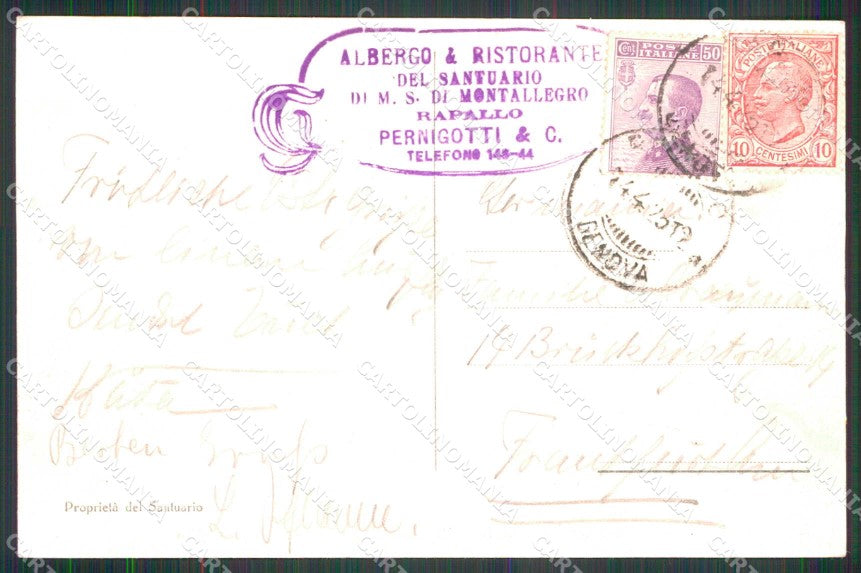 Genova Rapallo Santuario di Montallegro cartolina RT0514 – retro