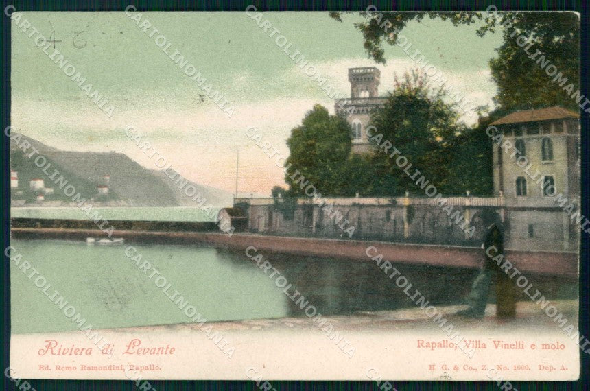 Genova Rapallo Riviera di Levante Villa Vinelli Molo cartolina RT0526 – fronte
