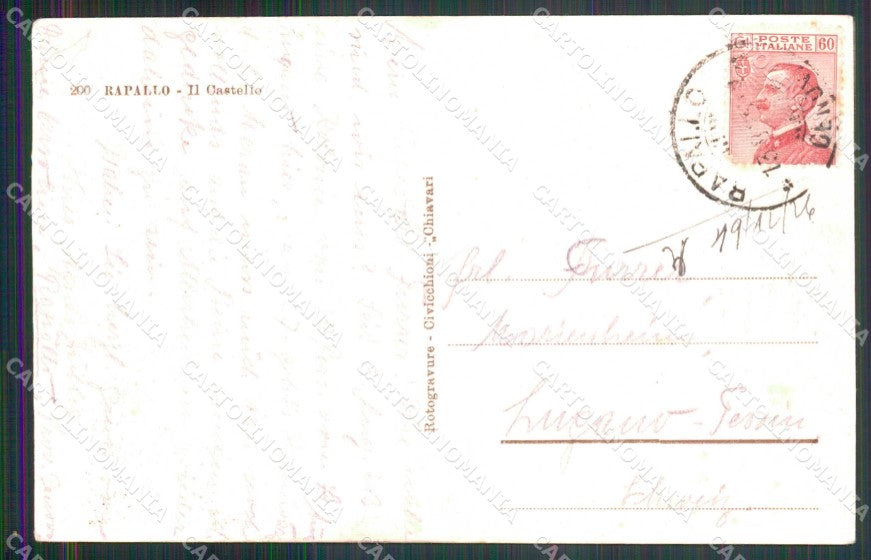 Genova Rapallo Castello cartolina RT0533 – retro