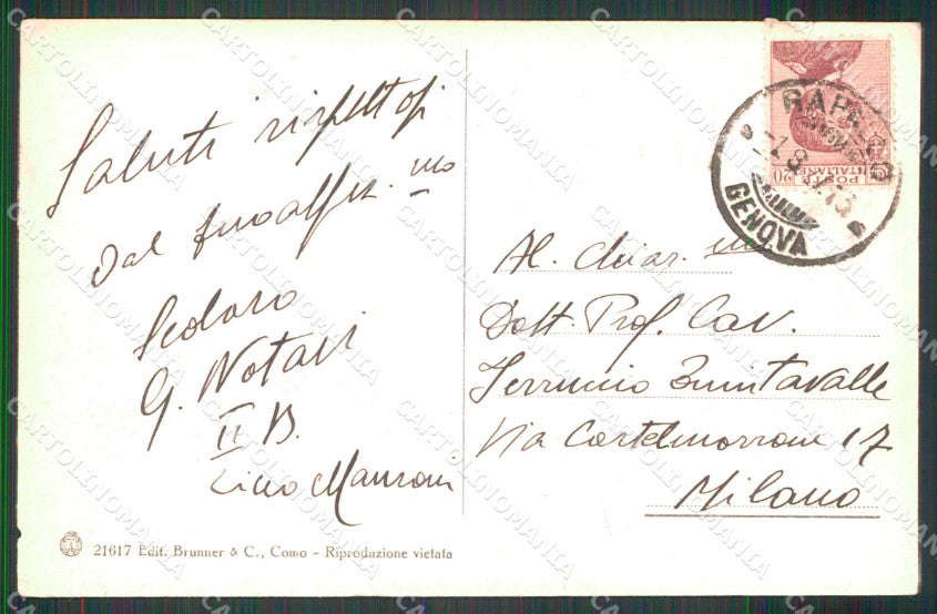 Genova Rapallo Barche Brunner 21617 cartolina RT0538 – retro