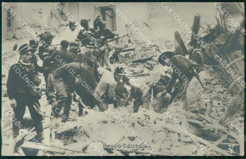 Reggio Calabria Città Militari Bersaglieri Scavi Macerie Foto cartolina RT0552 – fronte