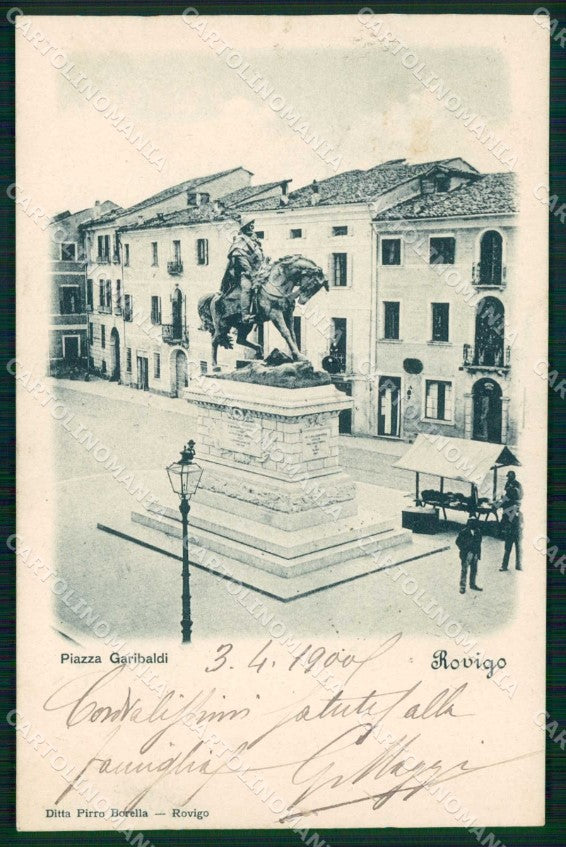 Rovigo Città Piazza Garibaldi Bancarella cartolina RT0562 – fronte