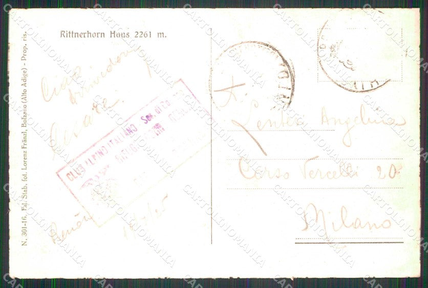 Bolzano Renon Rifugio Corno di Renon Franzl 301/16 ABRASA cartolina RT0572 – retro