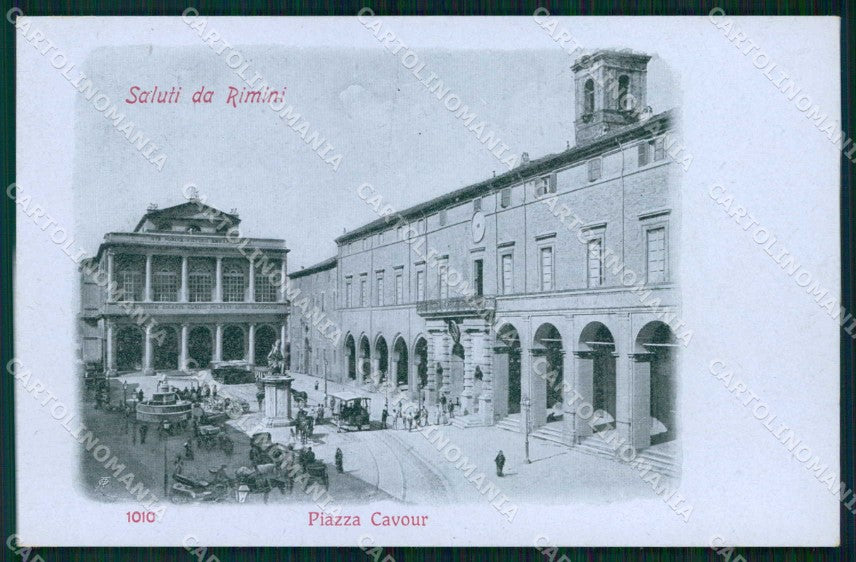 Rimini Città Saluti da Piazza Cavour Tram cartolina RT0684 – fronte