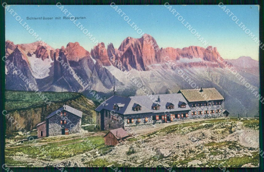 Bolzano Fiè allo Sciliar Rifugio con Rosengarten cartolina RT0737 – fronte