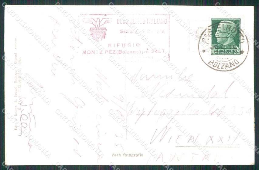 Bolzano Città Rifugio Monte Pez Franzl Foto cartolina RT0754 – retro