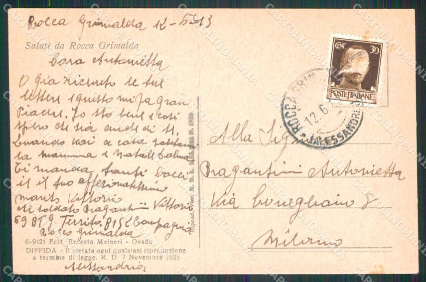 Alessandria Rocca Grimalda Santa Limbania cartolina RT0759 – retro