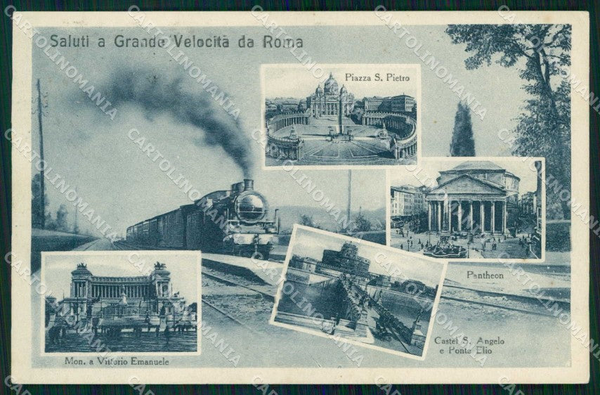 Roma Città Saluti a Grande Velocità Treno Piazza San Pietro cartolina RT0815 – fronte